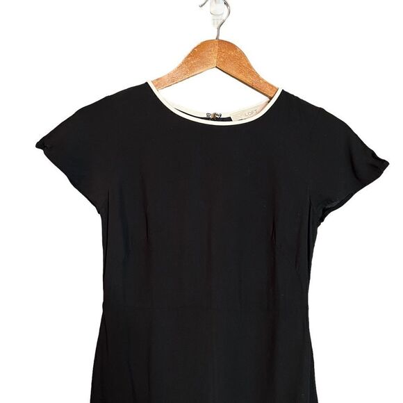 Ann taylor Loft black short sleeve mini dress with white trims - Picture 5 of 10